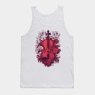 Violin & roses pixel art red Tank Top